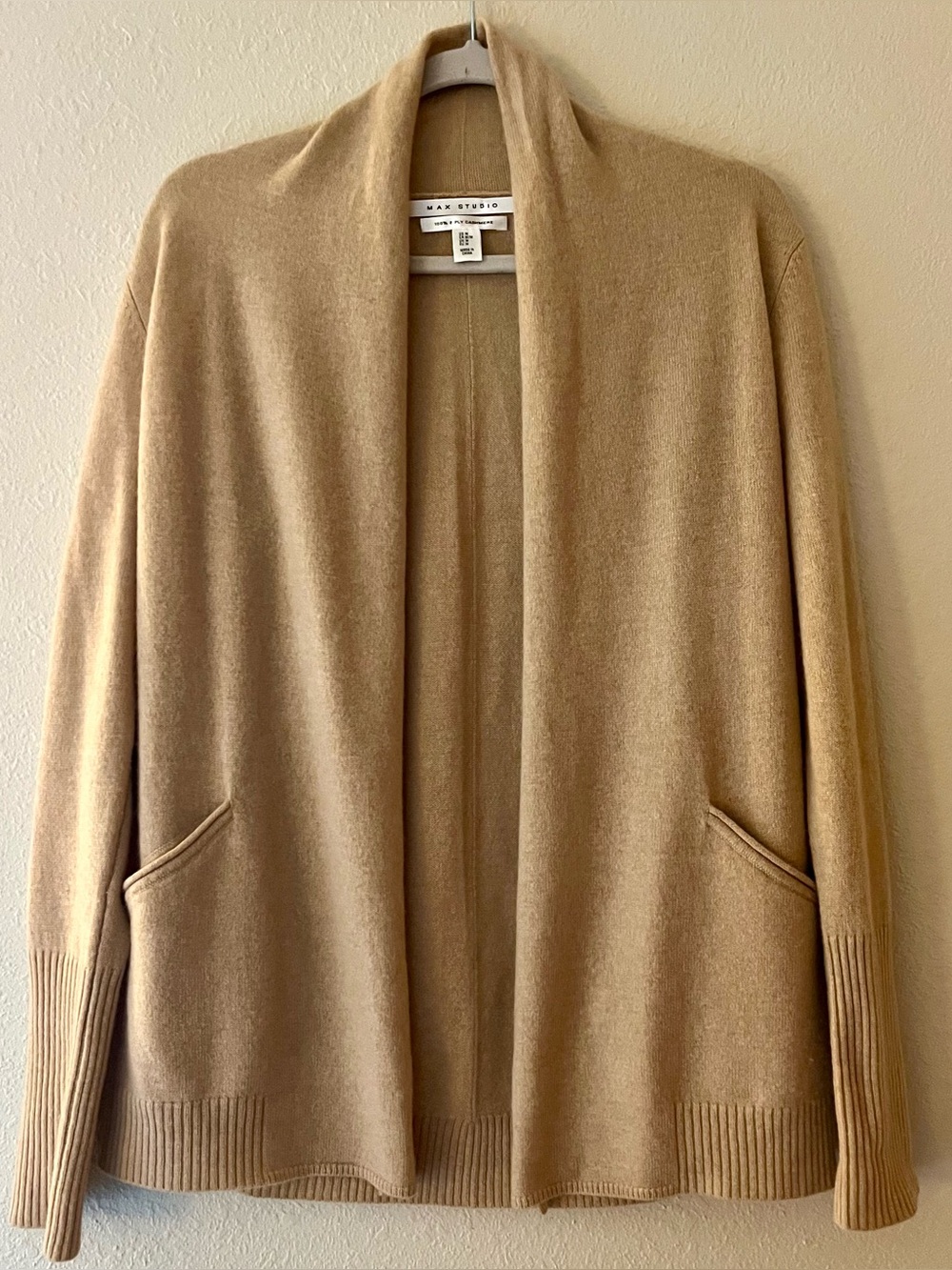 100% 2-Ply Cashmere Max Studio Open-Front Cardigan Sweater in Women’s Size M